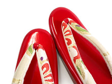 画像をギャラリービューアに読み込む, 草履バッグセット 振袖 二尺袖 袴 成人式 卒業式 白灰色地 花 華紋 赤 レッド オフホワイト フリー サイズ フォーマル 謝恩会 結婚式 披露宴 パーティー 和装小物 3枚芯 草履 バッグ 帯生地 おしゃれ 女性 送料無料 あす楽