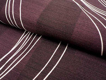 画像をギャラリービューアに読み込む, 洗える着物 コーディネートセット 袷 Mサイズ 紫 曲線 きもの ベージュ 花唐草 猫 名古屋帯 渋ピンク 茶紫 正絹帯揚げ帯締め 花 植物 扇 四角 4点セット 帯 小紋 レディース 女性 プレタ 和装 和服