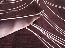 画像をギャラリービューアに読み込む, 洗える着物 コーディネートセット 袷 Mサイズ 紫 曲線 きもの ベージュ 花唐草 猫 名古屋帯 渋ピンク 茶紫 正絹帯揚げ帯締め 花 植物 扇 四角 4点セット 帯 小紋 レディース 女性 プレタ 和装 和服