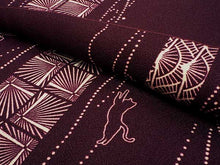 画像をギャラリービューアに読み込む, 洗える着物 コーディネートセット 袷 Mサイズ 赤紫 植物柄 猫 きもの オフホワイト 華紋 名古屋帯 抹茶 正絹帯揚げ帯締め 幾何学模様 椿 笹 竹 花 茶紫 パープル 4点セット 帯 小紋 レディース 女性 プレタ 和装 和服