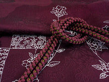 画像をギャラリービューアに読み込む, 洗える着物 コーディネートセット 袷 Lサイズ 薄紫 幾何学模様 きもの 紺 華紋 名古屋帯 紫 黄緑 正絹帯揚げ帯締め パープル 桜 4点セット 帯 小紋 レディース 女性 プレタ 和装 和服