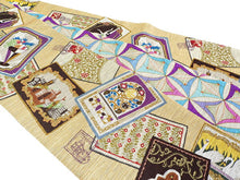 画像をギャラリービューアに読み込む, 半幅帯 絹 レディース 召しませ華 ベージュ地 絵手紙 細帯 花柄 リバーシブル 長尺 4m 日本製 洒落帯 四寸 単品 女性 新品 送料無料 お仕立て上がり