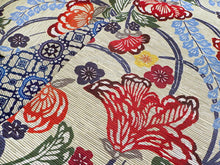 画像をギャラリービューアに読み込む, 半幅帯 絹 レディース 召しませ華 ベージュ 花柄 細帯 青 花音 琉球 紅型柄 リバーシブル 赤 レッド ブルー 長尺 4m 日本製 洒落帯 四寸 単品 女性 新品 送料無料 お仕立て上がり