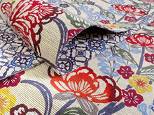 画像をギャラリービューアに読み込む, 半幅帯 絹 レディース 召しませ華 ベージュ 花柄 細帯 青 花音 琉球 紅型柄 リバーシブル 赤 レッド ブルー 長尺 4m 日本製 洒落帯 四寸 単品 女性 新品 送料無料 お仕立て上がり