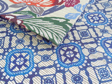 画像をギャラリービューアに読み込む, 半幅帯 絹 レディース 召しませ華 ベージュ 花柄 細帯 青 花音 琉球 紅型柄 リバーシブル 赤 レッド ブルー 長尺 4m 日本製 洒落帯 四寸 単品 女性 新品 送料無料 お仕立て上がり