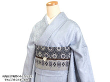 画像をギャラリービューアに読み込む, 半幅帯 絹 レディース 召しませ華 グレー プリズムレース 細帯 黒 植物柄 リバーシブル 花 葉 灰色 ブラック 長尺 4m 日本製 洒落帯 四寸 単品 女性 新品 送料無料 お仕立て上がり