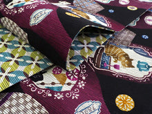 画像をギャラリービューアに読み込む, 半幅帯 絹 レディース 召しませ華 ワインレッド ワインの時間 細帯 緑 花 七宝 リバーシブル 赤紫 ブルー グリーン 水色 ワインボトル 猫 動物柄 熊 長尺 4m 日本製 洒落帯 四寸 単品 女性 新品 送料無料 お仕立て上がり