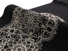 画像をギャラリービューアに読み込む, 半衿 刺繍 振袖用 ブラック ベージュ ゴールド レース ドイリー ラインストーン 黒 金 花 菊 単品 半襟 Wa de Modern レディース ポリエステル 洗える 半えり 女性 和装小物 カジュアル 成人式 卒業式 結婚式 振袖 二尺袖 訪問着