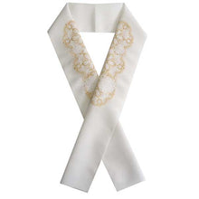 画像をギャラリービューアに読み込む, 半衿 刺繍 振袖用 ホワイト ゴールド レース ドイリー ラインストーン 白 金 花 菊 単品 半襟 レディース ポリエステル 洗える 半えり 女性 和装小物 カジュアル 成人式 卒業式 結婚式 振袖 二尺袖 訪問着 パーティー 着物 おしゃれ 日本製 ネコポス便可 あす楽