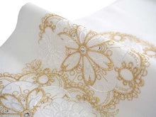 画像をギャラリービューアに読み込む, 半衿 刺繍 振袖用 ホワイト ゴールド レース ドイリー ラインストーン 白 金 花 菊 単品 半襟 レディース ポリエステル 洗える 半えり 女性 和装小物 カジュアル 成人式 卒業式 結婚式 振袖 二尺袖 訪問着 パーティー 着物 おしゃれ 日本製 ネコポス便可 あす楽