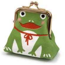 画像をギャラリービューアに読み込む, ポーチ がま口 おすわりポーチ ホワイト オレンジ グリーン レッド 招き猫 だるま かえる 福助 白 橙 緑 赤 縁起物 ねこ 蛙 帆布 コットン 綿 ガマ口 アヤノコパッチン 日本製