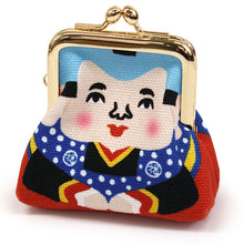 画像をギャラリービューアに読み込む, ポーチ がま口 おすわりポーチ ホワイト オレンジ グリーン レッド 招き猫 だるま かえる 福助 白 橙 緑 赤 縁起物 ねこ 蛙 帆布 コットン 綿 ガマ口 アヤノコパッチン 日本製