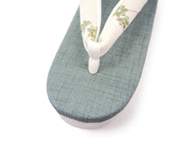 画像をギャラリービューアに読み込む, カレンブロッソ 草履 単品 S M L ブルーグリーン 台 白 花 刺繍 鼻緒 白系 レディース カフェ草履 菱屋 Calen Blosso ゾウリ カフェぞうり 女性用 カジュアル 日本製 履物 着物 きもの 和装小物