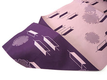 画像をギャラリービューアに読み込む, 洗える着物 コーディネートセット 4点セット 袷 名古屋帯 Mサイズ グレー 麻の葉 きもの 紫 矢羽根 帯 マスタード 渋橙 正絹帯揚げ帯締め 猫 動物柄 菊 雪輪 松葉仕立て 小紋 レディース 女性 プレタ 和装 和服