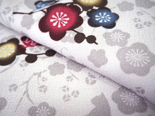 画像をギャラリービューアに読み込む, 洗える着物 コーディネートセット 4点セット 袷 名古屋帯 Lサイズ ライトグレー 梅 きもの 紺 花 帯 ピンク 正絹帯揚げ帯締め 薄ピンク 白灰 猫 市松 松葉仕立て 小紋 レディース 女性 プレタ 和装 和服