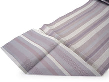 画像をギャラリービューアに読み込む, 洗える着物 コーディネートセット 4点セット 袷 名古屋帯 Lサイズ 黄緑 鹿の子柄 きもの ライトグレー 縞 帯 紫 薄茶 正絹帯揚げ帯締め 植物 グリーン パープル ブラウン 松葉仕立て 小紋 レディース 女性 プレタ 和装 和服