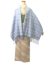 画像をギャラリービューアに読み込む, ストール 大判 カシミヤ ウール レディース ブルー チェック ピュアウール 水色 千鳥格子 フリンジ 羽織 ショール マフラー 肩掛け ひざ掛け カジュアル おしゃれ 秋 冬 防寒 女性 和装 洋服 あす楽
