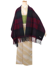 画像をギャラリービューアに読み込む, ストール 大判 ウール レディース グリーン ワインレッド チェック ピュアウール 緑 赤 フリンジ 羽織 ショール マフラー 肩掛け ひざ掛け カジュアル おしゃれ 秋 冬 防寒 女性 和装 洋服 あす楽