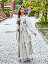 画像をギャラリービューアに読み込む, 袴セット 卒業式 アイボリー地牡丹 二尺袖着物 ベージュ レース 袴 セット 小紋柄 小学生 大学生 専門学校