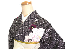 画像をギャラリービューアに読み込む, 袴セット 卒業式 ブラウン地牡丹 二尺袖着物 ベージュ レース 袴 セット 小紋柄 小学生 大学生 専門学校