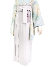 画像をギャラリービューアに読み込む, 袴セット 二尺袖 袴 袴下帯3点セット ブルー地菊柄着物・ライトグレー袴 卒業式 謝恩会に 小学生 大学生