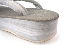 画像をギャラリービューアに読み込む, カレンブロッソ 草履 単品 S M L グレーベージュ 土台 白 格子 鼻緒 白系 レディース カフェ草履 菱屋 Calen Blosso ゾウリ カフェぞうり 女性用 カジュアル 日本製 履物 着物 きもの 和装小物