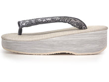 画像をギャラリービューアに読み込む, カレンブロッソ 草履 単品 S M L ベージュ 土台 グレー ペイズリー 鼻緒 白系 レディース カフェ草履 菱屋 Calen Blosso ゾウリ カフェぞうり 女性用 カジュアル 日本製 履物 着物 きもの 和装小物