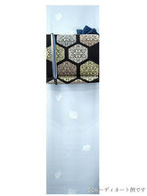 画像をギャラリービューアに読み込む, 正絹 小紋 反物 丹後ちりめん 水色 万筋小紋 源氏香 フルオーダー 仕立て付き 着物 飛び柄 ライトブルー 和装 和服 単品 女性 レディース 送料無料