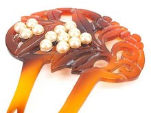 画像をギャラリービューアに読み込む, かんざし 和装 楕円型 べっこう風 パール風ビーズ 植物 透かし彫り 二本足 和装小物 簪 髪飾り ヘアアクセサリー レディース 女性 和服 着物 ヘアアレンジ ロングヘア ミディアム 普段 結婚式 留袖 衿秀 アクリル樹脂 日本製