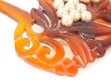 画像をギャラリービューアに読み込む, かんざし 和装 楕円型 べっこう風 パール風ビーズ 植物 透かし彫り 二本足 和装小物 簪 髪飾り ヘアアクセサリー レディース 女性 和服 着物 ヘアアレンジ ロングヘア ミディアム 普段 結婚式 留袖 衿秀 アクリル樹脂 日本製