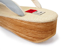 画像をギャラリービューアに読み込む, カレンブロッソ 草履 単品 S ベージュ 台 グレー 牛革 鼻緒 レディース カフェ草履 菱屋 Calen Blosso ゾウリ カフェぞうり 女性用 カジュアル 日本製 履物 着物 きもの 和装小物