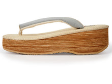 画像をギャラリービューアに読み込む, カレンブロッソ 草履 単品 S ベージュ 台 グレー 牛革 鼻緒 レディース カフェ草履 菱屋 Calen Blosso ゾウリ カフェぞうり 女性用 カジュアル 日本製 履物 着物 きもの 和装小物