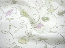 画像をギャラリービューアに読み込む, 着物 洗える着物 反物 レディース セミオーダー 仕立て付 ライトグレー地 緑 花唐草 XS S M L XL 袷 単衣 和装 和服 女性 小紋 市田ひろみ好み 送料無料 きもの 羽織 コート ポリエステル