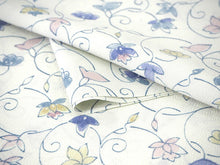 画像をギャラリービューアに読み込む, 着物 洗える着物 反物 レディース セミオーダー 仕立て付 オフホワイト地 青 花唐草 XS S M L XL 袷 単衣 和装 和服 女性 小紋 市田ひろみ好み 送料無料 きもの 羽織 コート ポリエステル