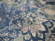 画像をギャラリービューアに読み込む, 着物 洗える着物 反物 レディース セミオーダー 仕立て付 薄藍色 薄抹茶色 更紗柄 XS S M L XL 袷 単衣 和装 和服 女性 小紋 市田ひろみ好み 送料無料 きもの 羽織 コート ポリエステル