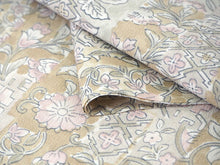 画像をギャラリービューアに読み込む, 着物 洗える着物 反物 レディース セミオーダー 仕立て付 薄黄土色 ライトブラウン 更紗柄 XS S M L XL 袷 単衣 和装 和服 女性 小紋 市田ひろみ好み 送料無料 きもの 羽織 コート ポリエステル