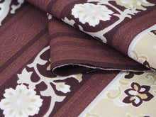 画像をギャラリービューアに読み込む, 着物 洗える着物 反物 レディース セミオーダー 仕立て付 チョコレート色 縞 更紗 間道 XS S M L XL 袷 単衣 和装 和服 女性 小紋 ハナエモリ 送料無料 きもの 羽織 コート ポリエステル