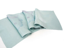 画像をギャラリービューアに読み込む, 帯揚げ 帯締め セット 正絹 カジュアル向き 平組 深水色 雲に桜柄 花 帯あげ 深水色 白 帯〆 和装 小物 レディース 女性 婦人 おびあげ おびじめ ネコポス便可能 あす楽