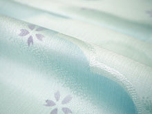 画像をギャラリービューアに読み込む, 帯揚げ 帯締め セット 正絹 カジュアル向き 平組 深水色 雲に桜柄 花 帯あげ 深水色 白 帯〆 和装 小物 レディース 女性 婦人 おびあげ おびじめ ネコポス便可能 あす楽