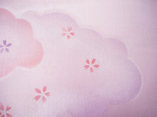 画像をギャラリービューアに読み込む, 帯揚げ 帯締め セット 正絹 カジュアル向き 丸組 藤色 雲に桜柄 花 帯あげ 藤色 橙 帯〆 和装 小物 レディース 女性 婦人 おびあげ おびじめ ネコポス便可能 あす楽