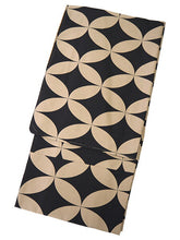 画像をギャラリービューアに読み込む, 洗える着物 メンズ 仕立て上がり 黒×ベージュ 七宝 紬風 Lサイズ ハナエモリ 単品 男性 和装 和服 きもの プレタ 春 秋 冬 きもの カジュアル 普段着 ポリエステル 送料無料 あす楽