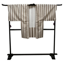 画像をギャラリービューアに読み込む, 洗える羽織 メンズ 仕立て上がり ベージュ×ライトブラウン ストライプ 紬風 袷 Lサイズ ハナエモリ 単品 男性 和装 和服 きもの プレタ 春 秋 冬 カーディガン カジュアル 普段着 ポリエステル 送料無料 あす楽