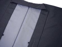 画像をギャラリービューアに読み込む, 洗える羽織 メンズ 仕立て上がり 青 ストライプ ちりめん風 袷 Lサイズ ハナエモリ 単品 男性 和装 和服 きもの プレタ 春 秋 冬 カーディガン カジュアル 普段着 ポリエステル 送料無料 あす楽