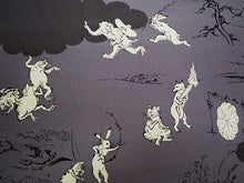 画像をギャラリービューアに読み込む, 長襦袢 洗える 反物 東レ 撫松庵 シルックデュエット フルオーダー 仕立て付 チャコールグレー 鳥獣戯画 女性 レディース 襦袢 無双袖 長じゅばん 着物 和装 和服 きもの 単品 インナー おしゃれ TORAY sillookduet 送料無料