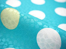 画像をギャラリービューアに読み込む, 長襦袢 洗える 反物 東レ シルック フルオーダー 仕立て付 濃水色 ドット 女性 レディース 桜地紋 水玉 襦袢 無双袖 長じゅばん 着物 和装 和服 きもの 単品 インナー おしゃれ TORAY sillook 送料無料