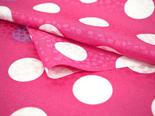 画像をギャラリービューアに読み込む, 長襦袢 洗える 反物 東レ シルック フルオーダー 仕立て付 濃ピンク ドット 女性 レディース 桜地紋 水玉 襦袢 無双袖 長じゅばん 着物 和装 和服 きもの 単品 インナー おしゃれ TORAY sillook 送料無料