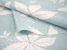 画像をギャラリービューアに読み込む, 長襦袢 洗える 反物 東レ シルック フルオーダー 仕立て付 水色 てっせん 女性 レディース 桜地紋 クレマチス 花 襦袢 無双袖 長じゅばん 着物 和装 和服 きもの 単品 インナー おしゃれ TORAY sillook 送料無料