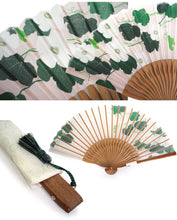 画像をギャラリービューアに読み込む, 扇子 扇子袋 2点セット 6柄 桐箱入り 黒 紺 クリーム ピンク ベージュ 鉄線 芙蓉 花柄 更紗刺繍 和柄 ギフト 母の日 レディース プレゼント 実用的