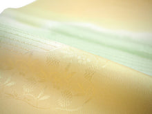 画像をギャラリービューアに読み込む, 帯揚げ 帯締め セット 絹 薄緑 薄からし色 ぼかし 帯揚 たまご色 帯締 道長取り あられ 笹蔓 地紋 ゴールド 高麗 平打ち 金 丹後ちりめん 訪問着 付け下げ 色無地 フォーマル お出かけ 和装小物 着付け小物 着物 和服 和装 レディース 女性 帯あげ 帯〆 送料無料 あす楽