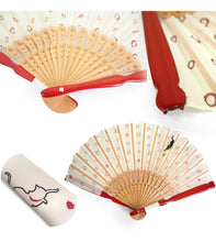 画像をギャラリービューアに読み込む, 扇子 扇子袋 2点セット 4種類 猫 犬 人気のアニマルシリーズ ピンク グリーン 紺 ベージュ ねこ いぬ 柴犬 ギフト 母の日 レディース プレゼント 実用的 箱入り ラッピング無料